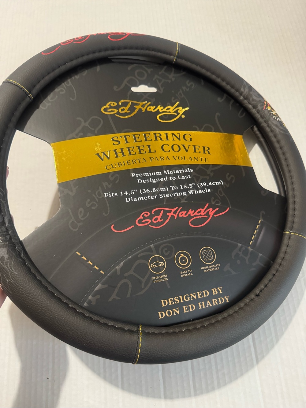 Ed Hardy tiger design Black Steering Wheel Cover BNWT